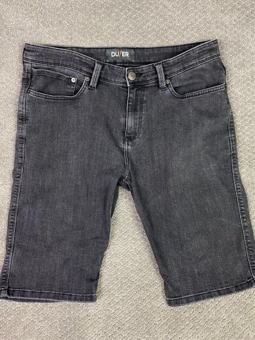 DUER DU/ER Denim Short Mens 34 Black Jean L2X Slim Fit Stretch Organic Cotton